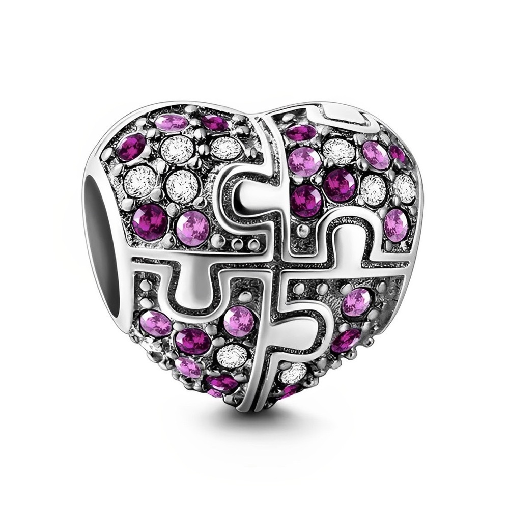 Zircon Autism Heart Charm